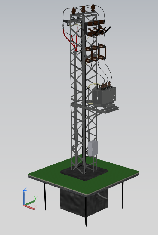 3D модель Установка трансформатора мачтовая - ктп 10/0,4 кВ