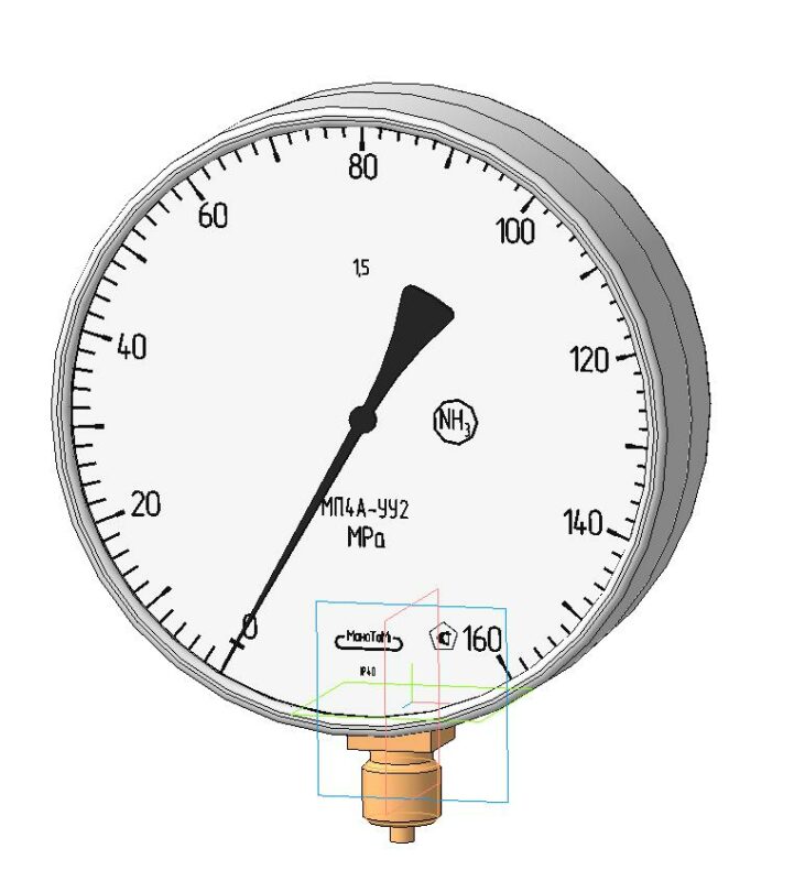 3D модель Модель манометра МП4а-УУ2 "Манотомь" 160МПа