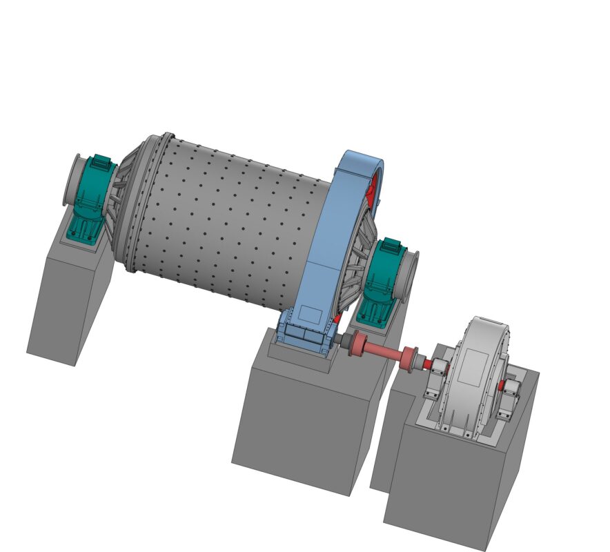 3D модель Мельница шаровая с решеткой МШР 3600х5000