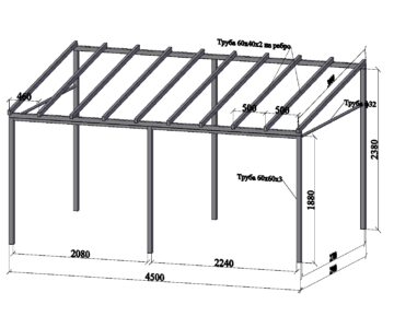 3D модель Навес металический 4500х2900