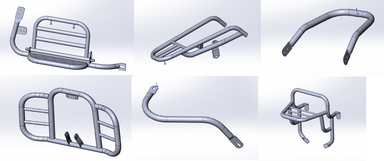 3D модель Силовое навесное оборудование мотоцикла для багажа и защиты Ranger 200, Hunter 150.
