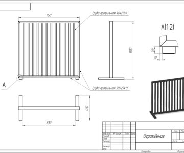 3D модель Ограждение из профильной трубы 950х900х400