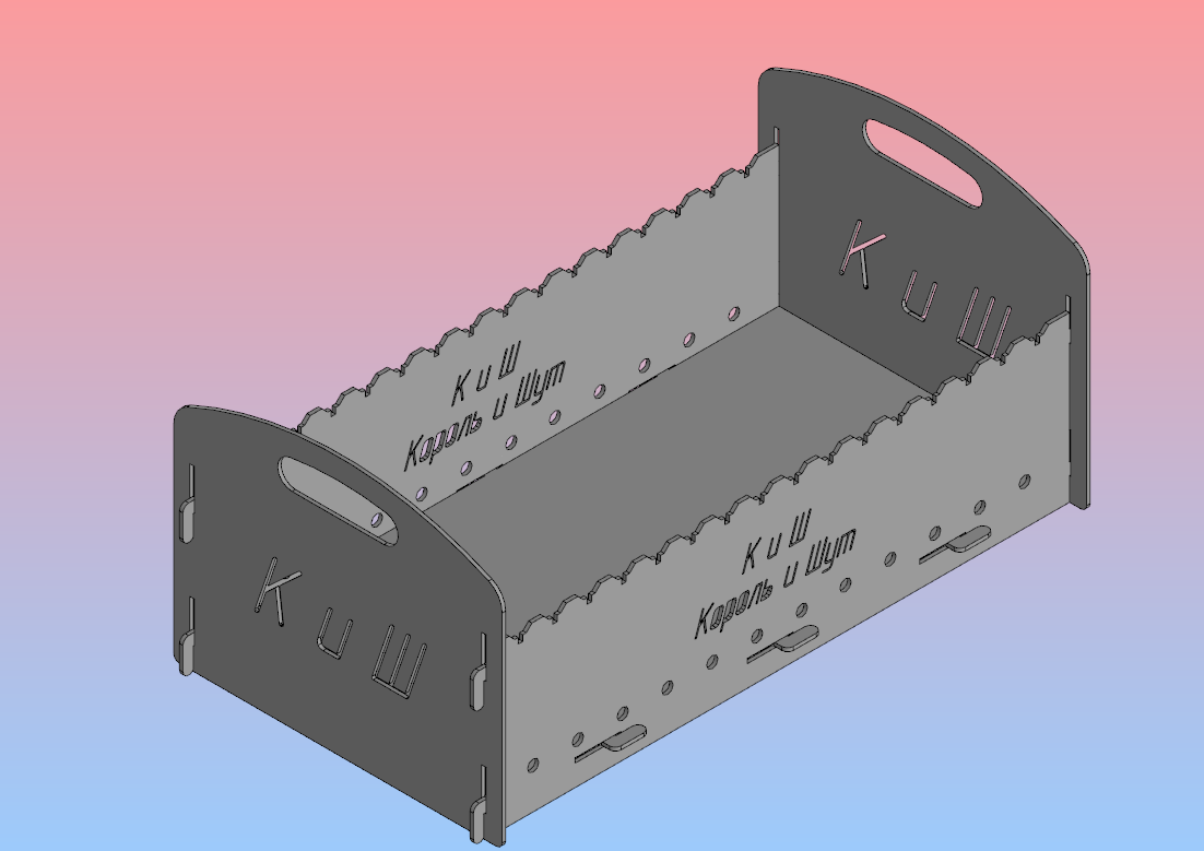 3D модель Мангал разборный для жарки КиШ 512х256х225