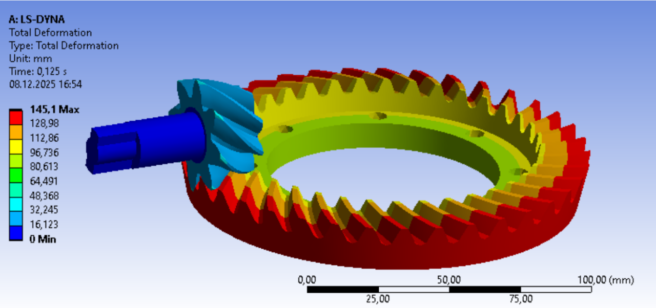 Чертеж Пример расчета конической пары в LS-DYNA