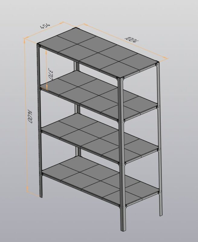 3D модель Стеллаж разборный на 4 полки