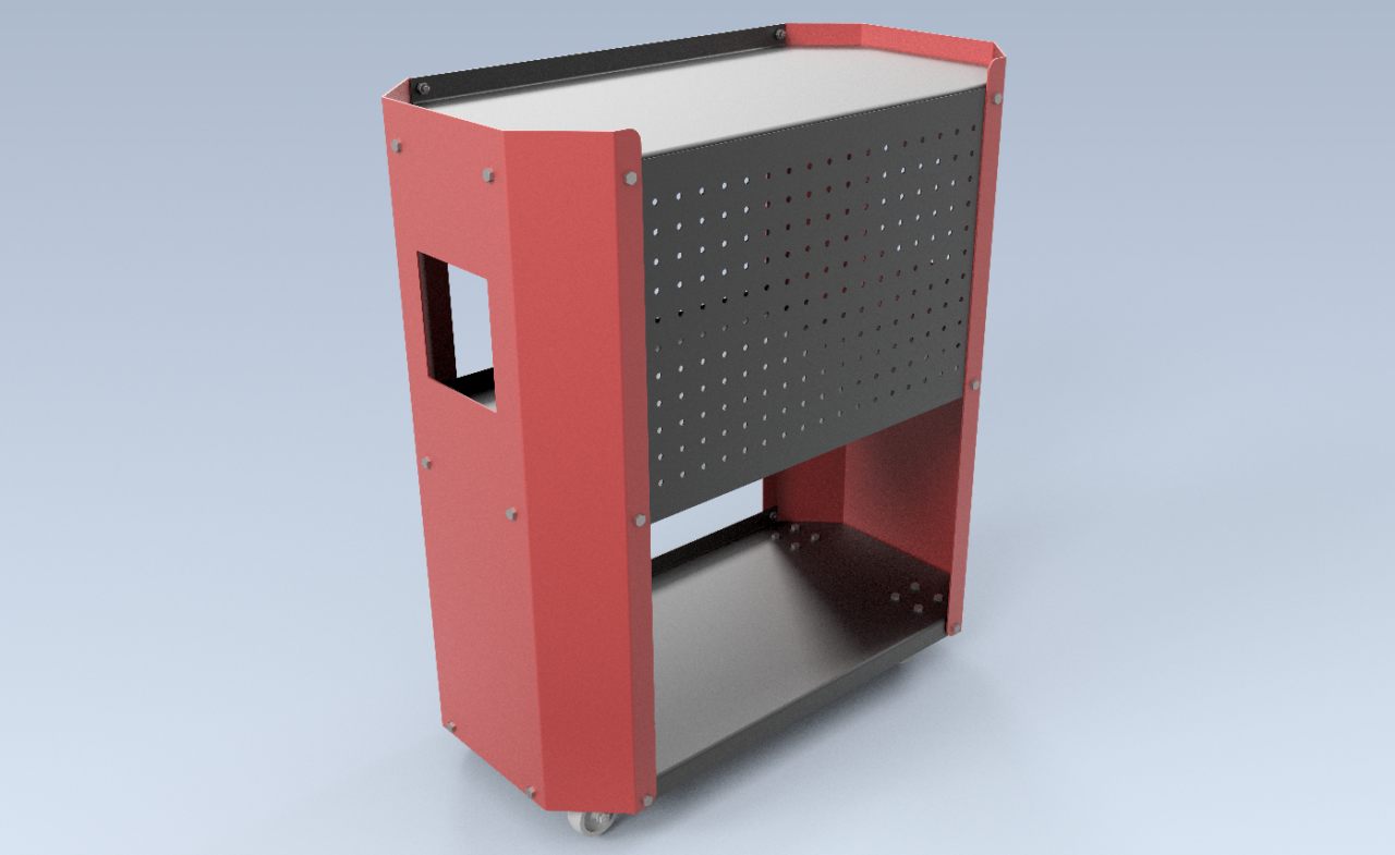 3D модель 3D модель тележки стеллажа на колесах