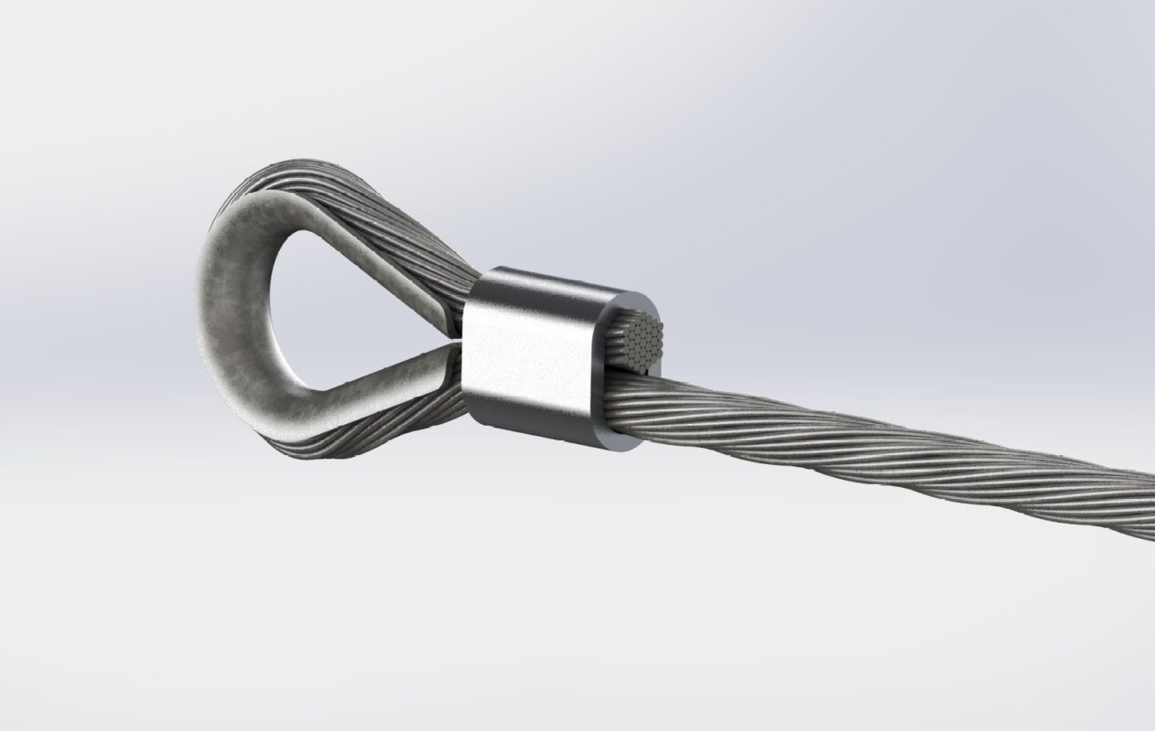 3D модель Стальной трос, обжатый на коуше