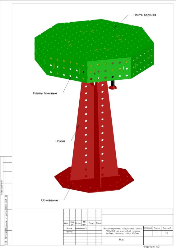 3D модель Восьмигранный сварочный стол 750х750