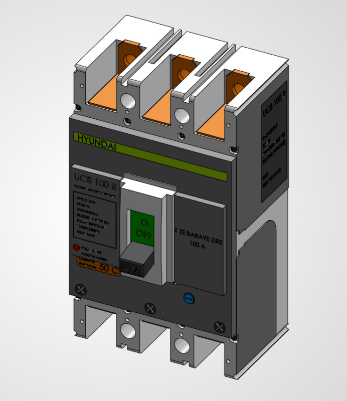 3D модель Автоматический выключатель HYUNDAI UCB 100 R