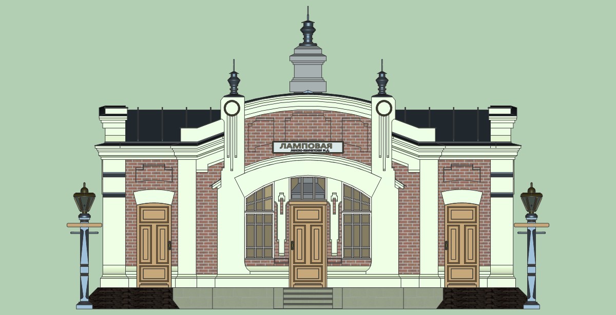 3D модель 3D Модель здания ламповой при железной дороге