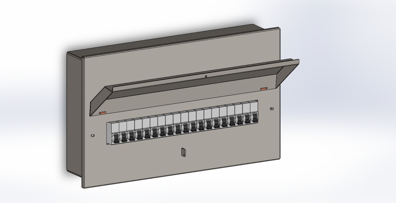 3D модель Щит накладной 18+1 модуль