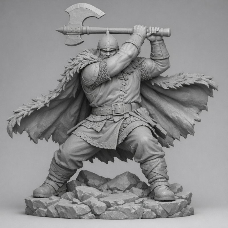 Чертеж Богатырь с топором для 3д печати