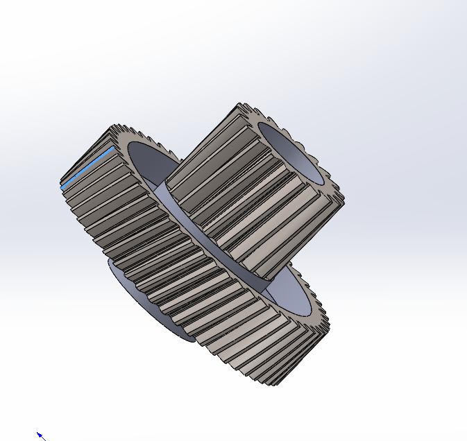 3D модель Шестерня мясорубки косозубая двойная 54 зуба и 21 зуб диаметр 47.5 и 23.2