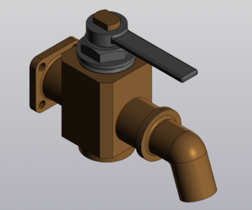 3D модель Кран сливной МЧ.00.03.00.00.СБ с ходом работы
