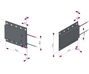 3D модель Термостатический нагревательный элемент 73x63x7мм 220V 40-80W