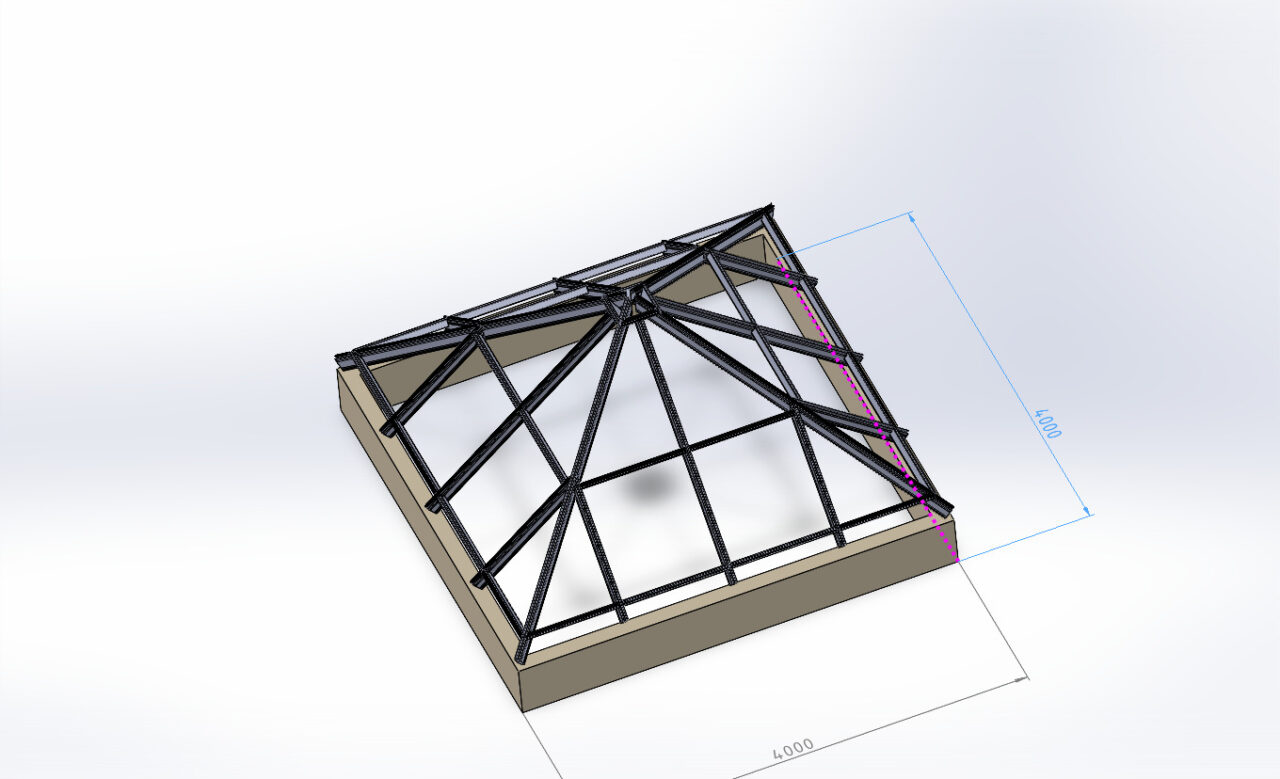Чертеж 3D модель 4-х скатного зенитного фонаря