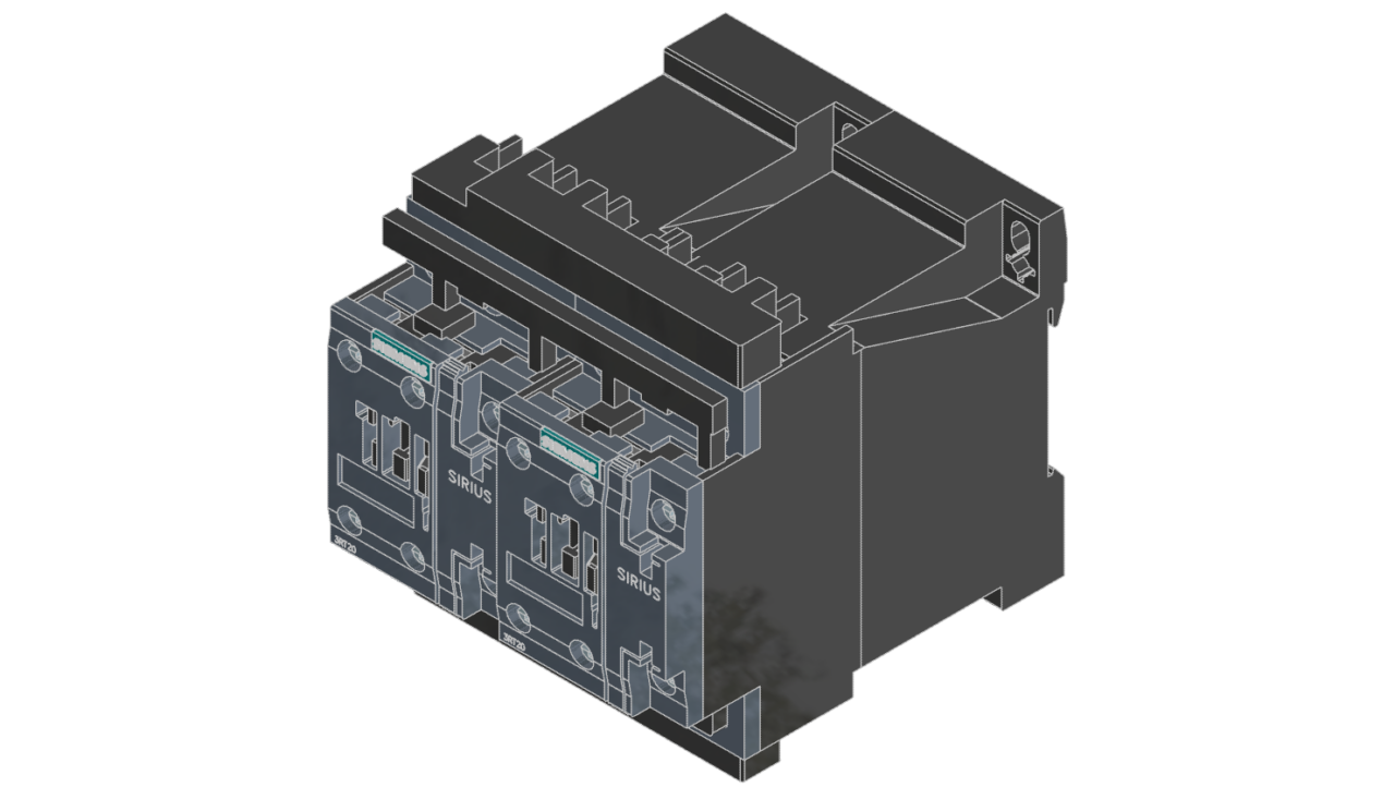 3D модель Реверсивная пусковая сборка - магнитный контактор с реверсом Siemens
