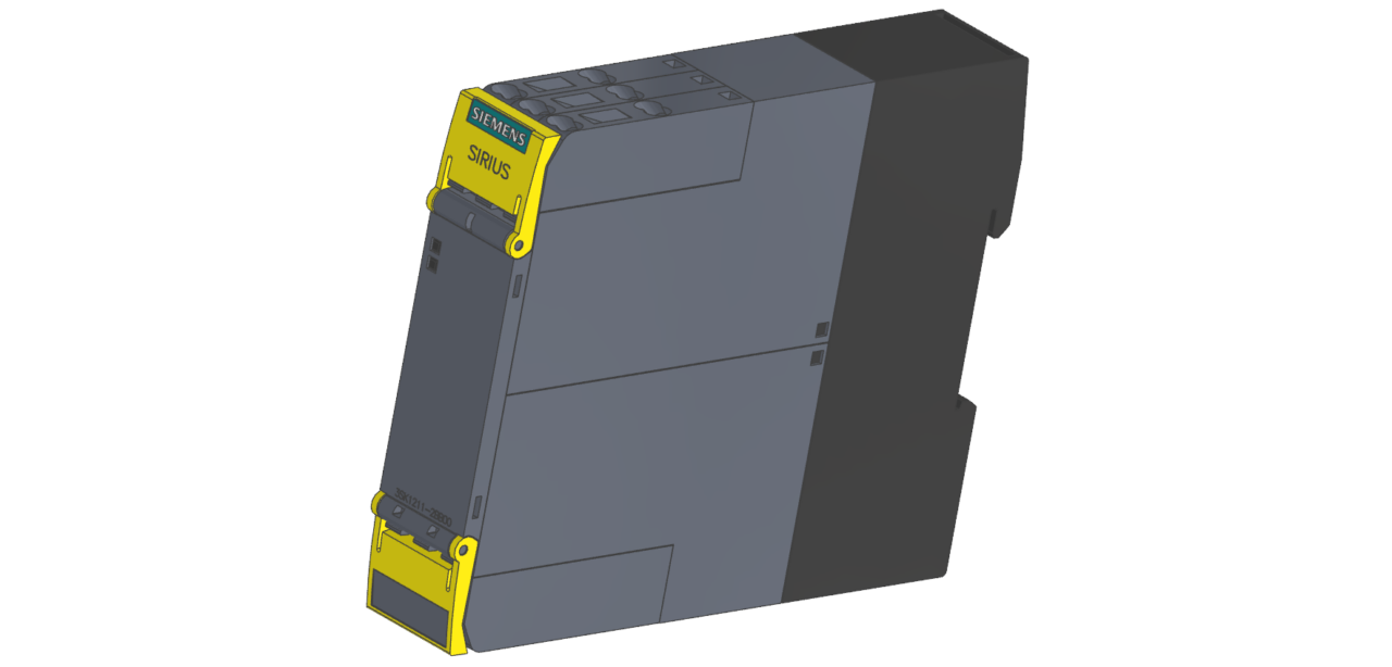 3D модель Модуль расширения выхода для реле безопасности серии SIRIUS SAFETY 3SK12112BB0 от компании Siemens.