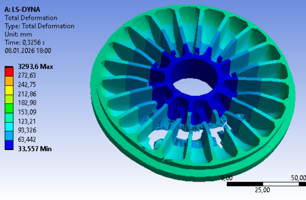 Чертеж Моделирование разрушения колеса турбины