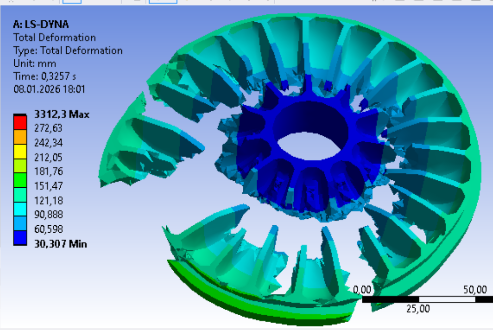Чертеж Моделирование разрушения колеса турбины