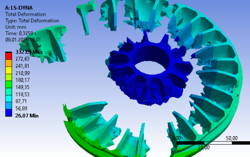 Чертеж Моделирование разрушения колеса турбины