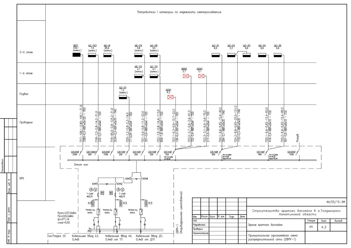 3D модель Строительство крытого спорткомплекса с бассейном. Силовое электрооборудование и Электрическое освещение