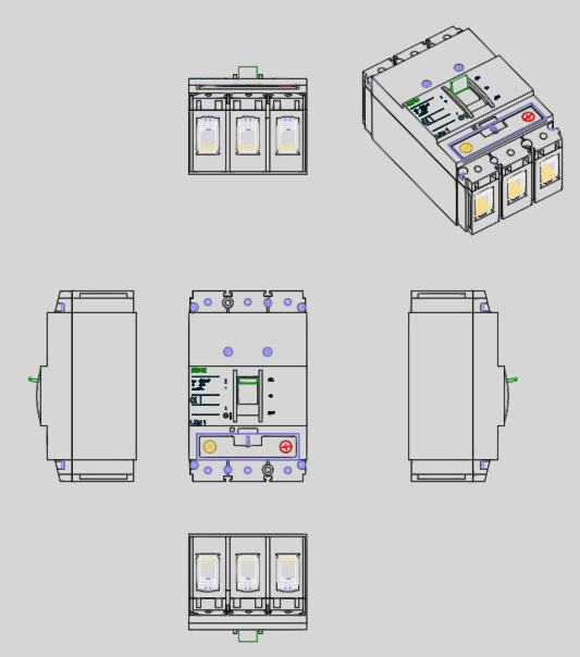 3D модель Автоматический выключатель Eaton серии NZM1