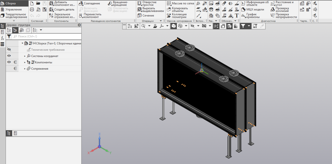 3D модель Калорифер мощностью 1930 кВт в холодный период