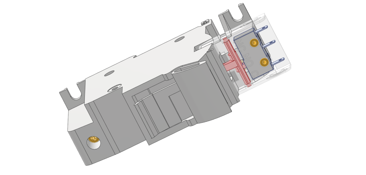 3D модель Держатель микропереключателя CH141DU с микроперенлючателем ch14-sps