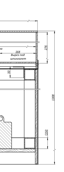 Чертеж Зеркальная тумба 450х450х1333 мм со стеклянным куполом