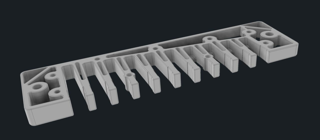 3D модель Гребенка блюзовой гармоники на 10 и 13 отверстий с двойными уклонами.