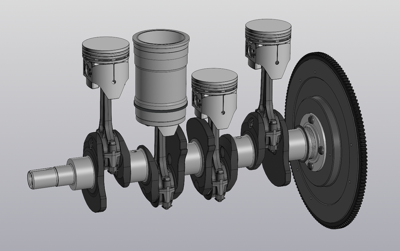 3D модель 3д-модель кривошипно-шатунного механизма двигателя КШМ ЗМЗ-21