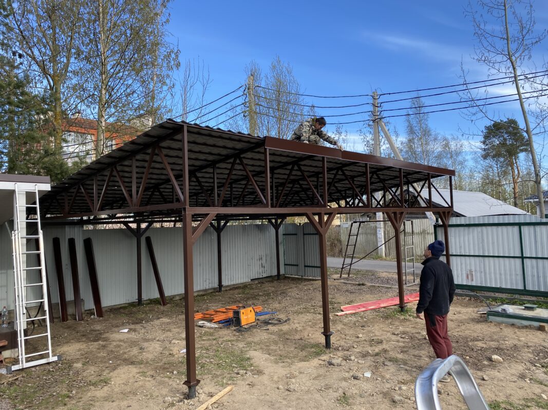 Чертеж Навес для авто 6000х8250