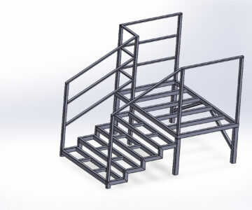 3D модель Крыльцо с площадкой и перилами (каркас)