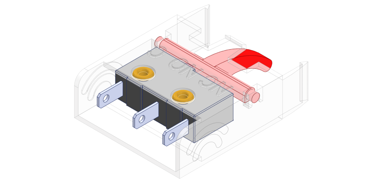 3D модель Держатель микропереключателя CH141DU с микроперенлючателем ch14-sps