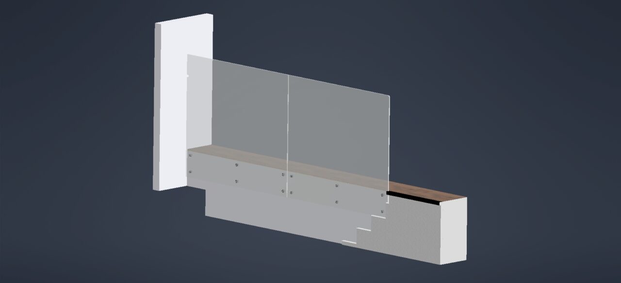 3D модель Стеклянное ограждение в проем 1100х3194 мм