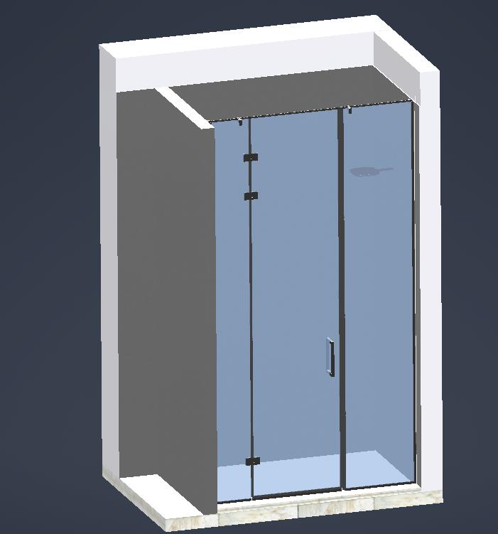 3D модель Душевая перегородка со штангой в проем 1601х2973 мм