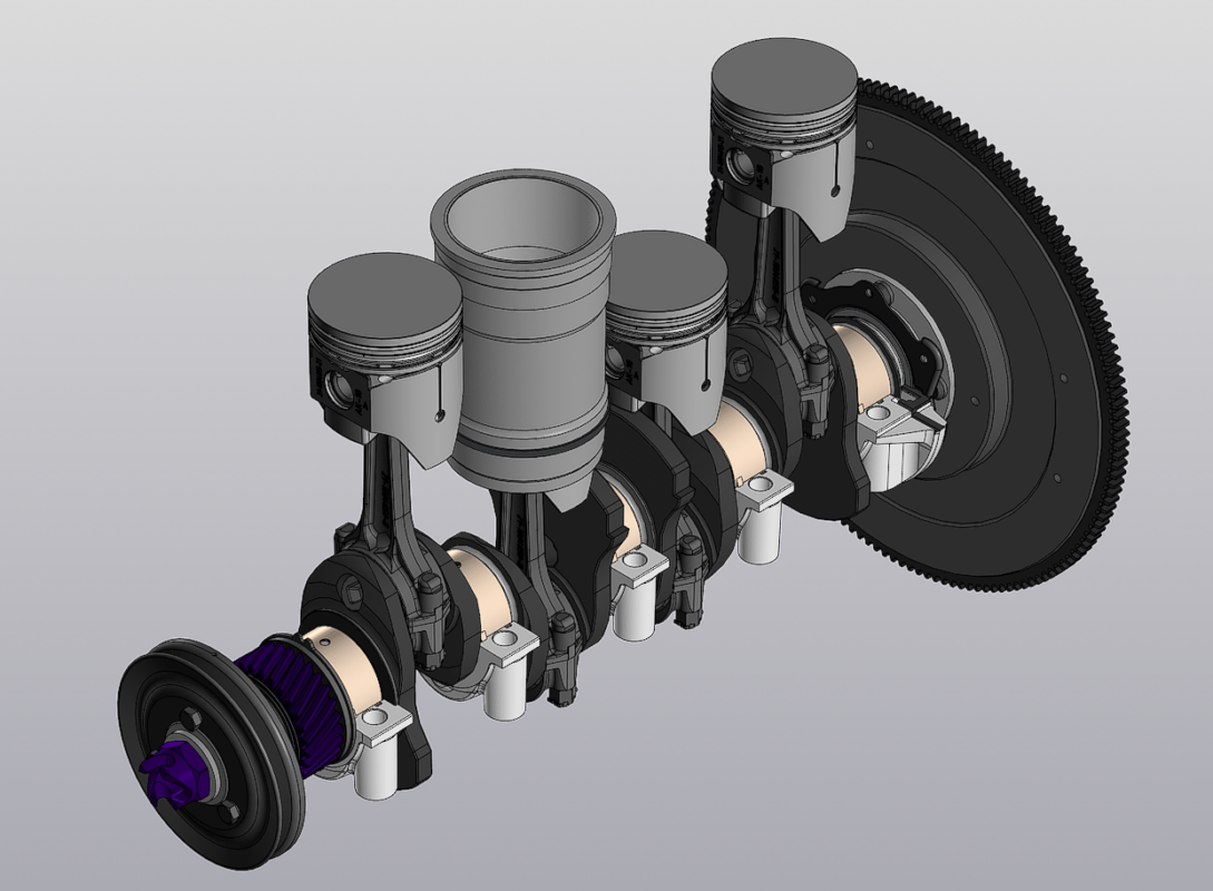 3D модель 3д-модель кривошипно-шатунного механизма двигателя КШМ ЗМЗ-21