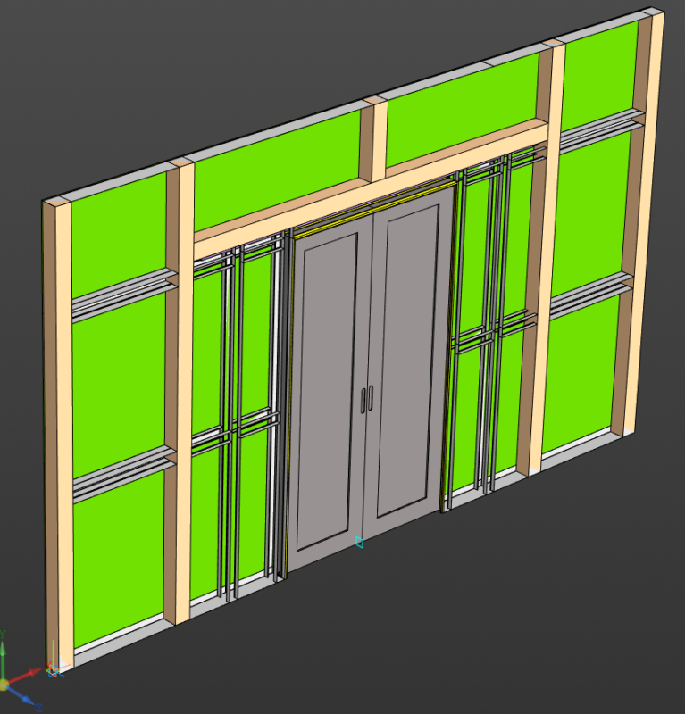 3D модель Каркасная перегородка + внутренние двери купе 2000x1200