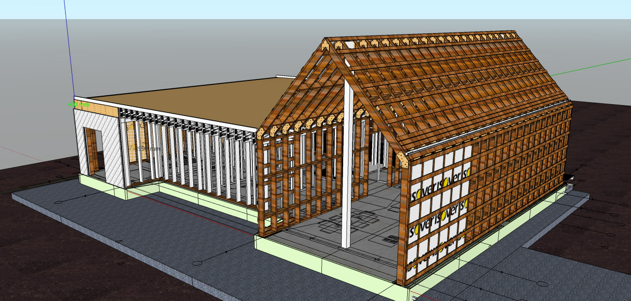 3D модель Каркас бархаюса с прямой крышей