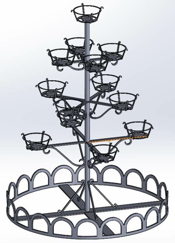 3D модель Цветочная подставка - общая высота 2000 мм.