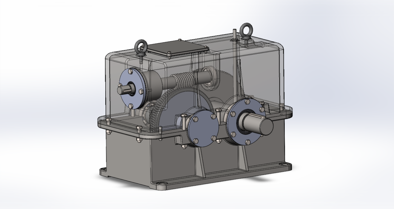 3D модель 3D модель двухступенчатого червячно-цилиндрического редуктора i=95.3.