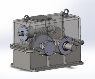 3D модель 3D модель двухступенчатого червячно-цилиндрического редуктора i=95.3.