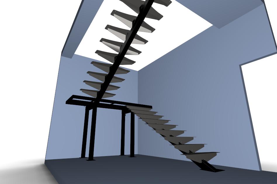 3D модель Лестница для частного дома на второй этаж