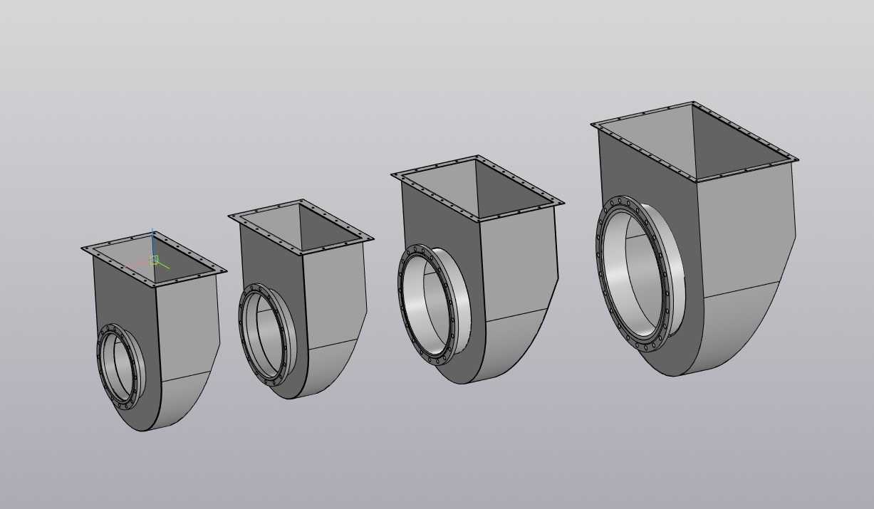 3D модель Комплект всасывающих карманов 6,3; 8-9; 10-11,2; 12,5