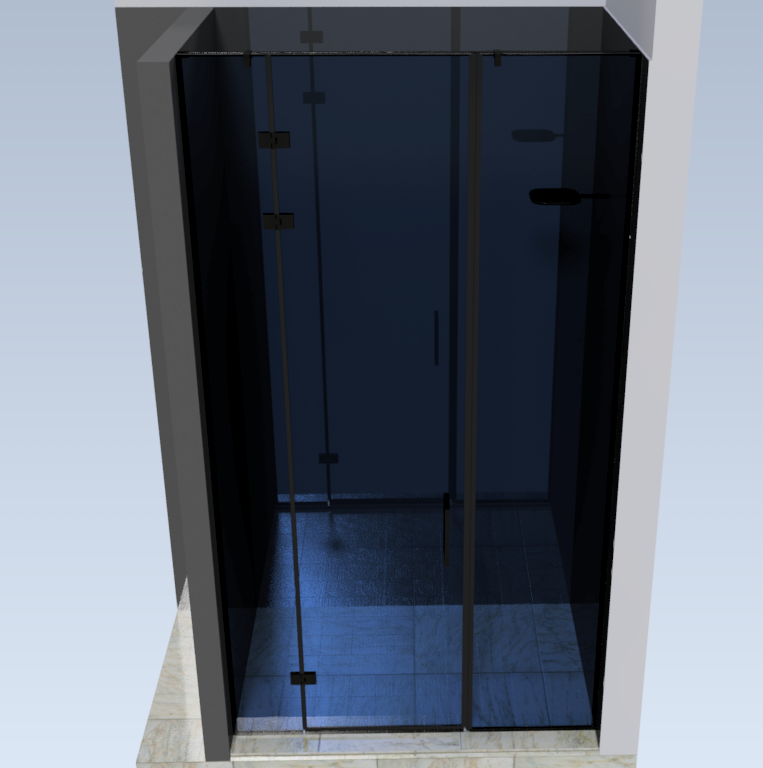 3D модель Душевая перегородка со штангой в проем 1601х2973 мм