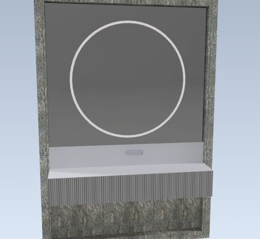 Чертеж Зеркало с круговой подсветкой у тумбы