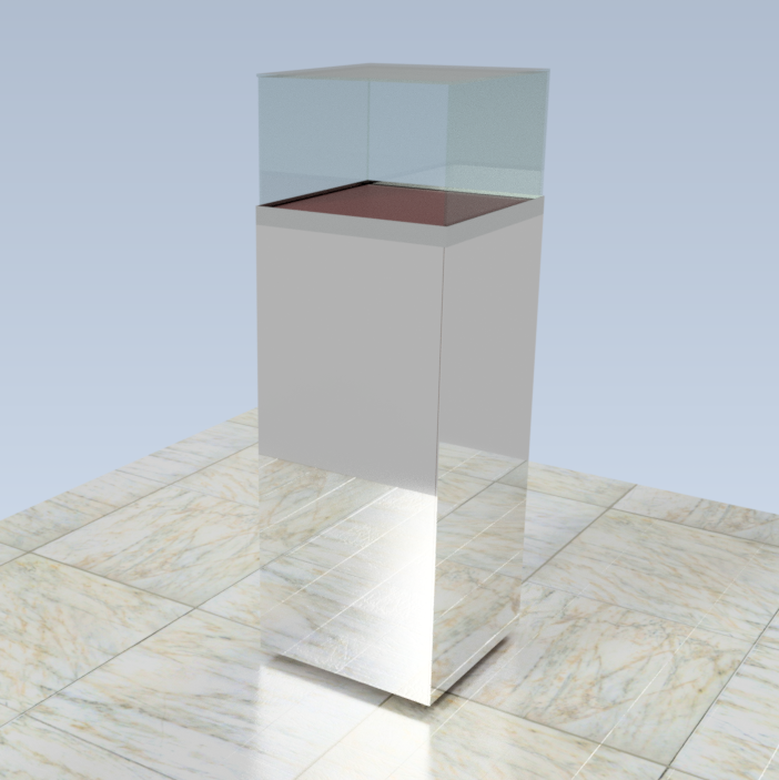 Чертеж Зеркальная тумба 450х450х1333 мм со стеклянным куполом