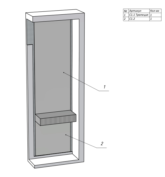 3D модель Зеркало 685х1753 у тумбы