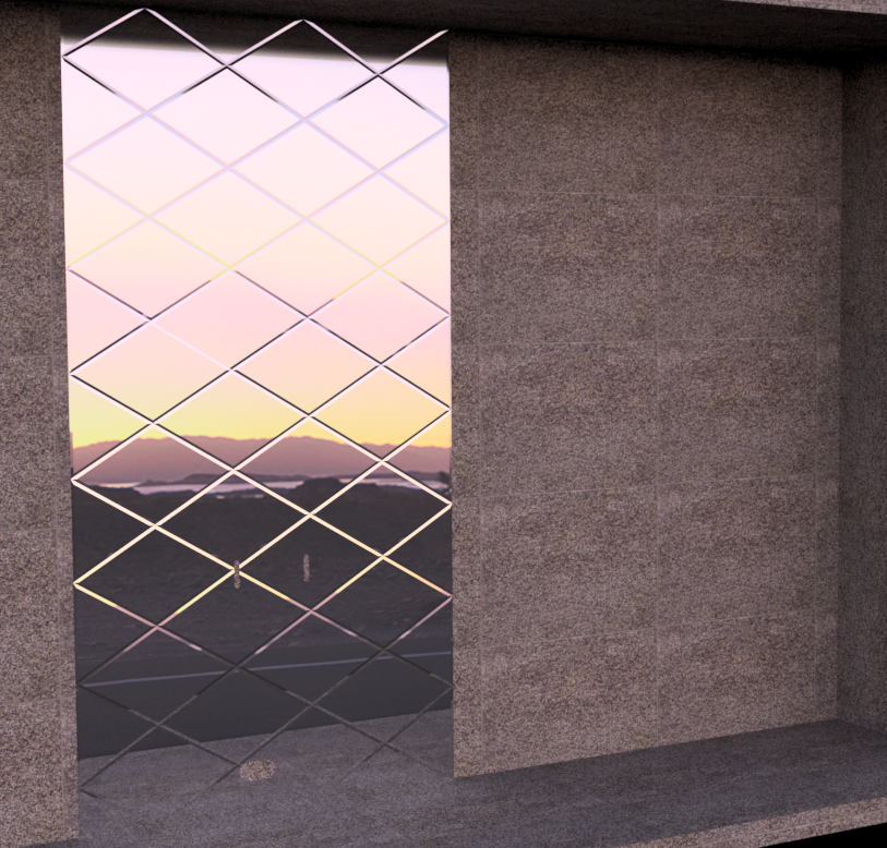 Чертеж Зеркальное панно с вырезами под электрику, шириной 1500мм в проем высотой 2915мм